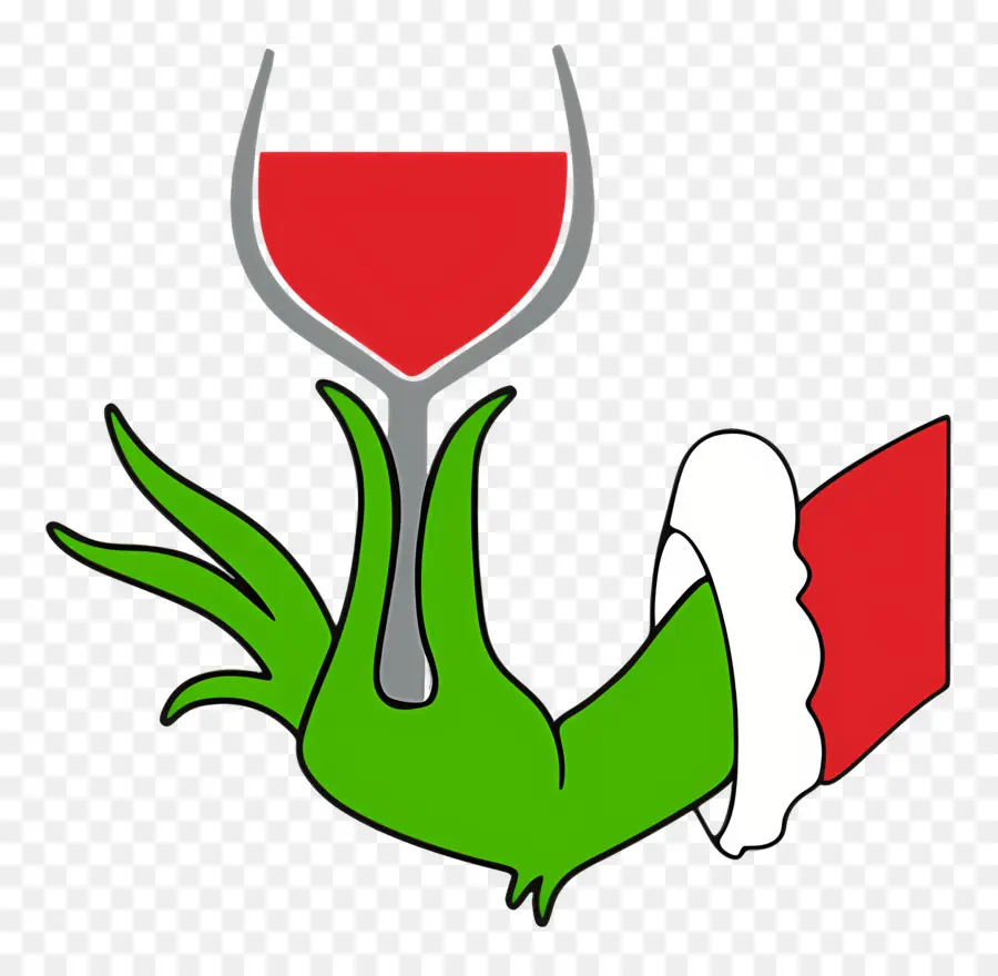 Mão Grinch，Mão Verde Com Taça De Vinho PNG