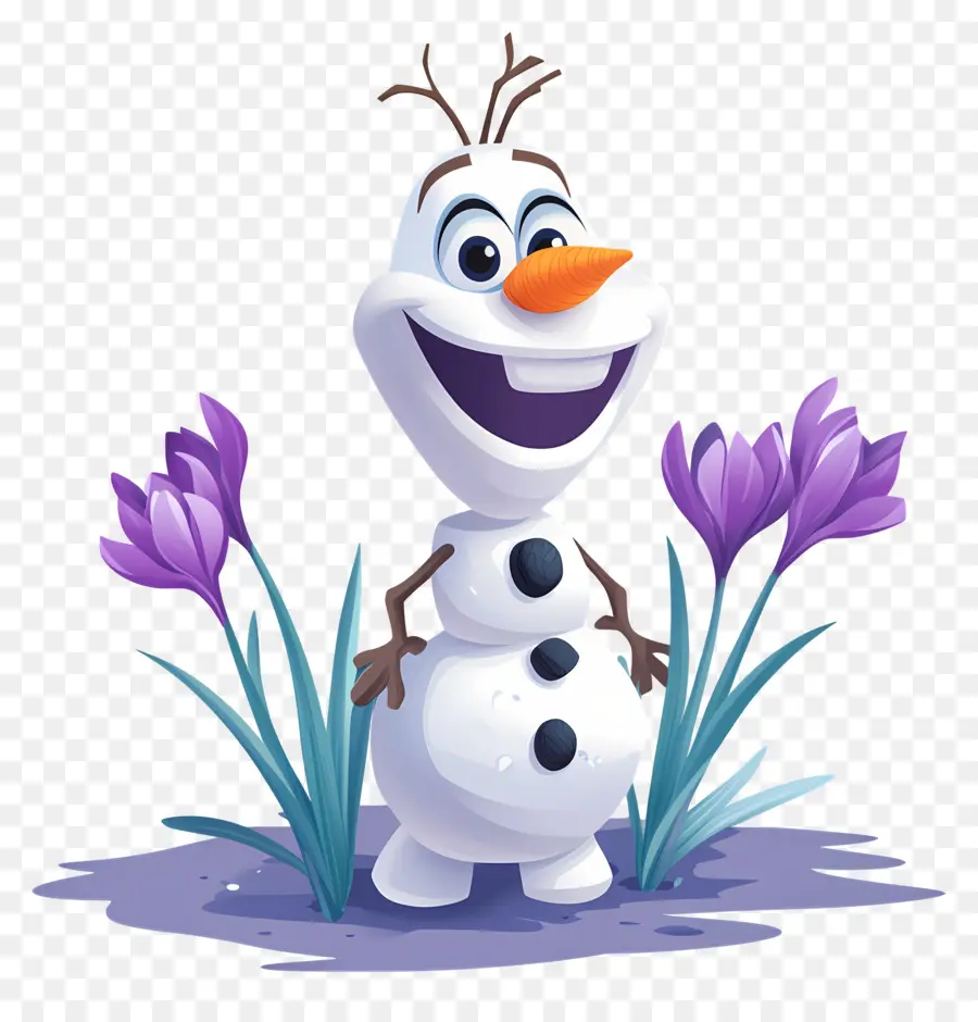 Olaf Congelado，Boneco De Neve Com Flores PNG