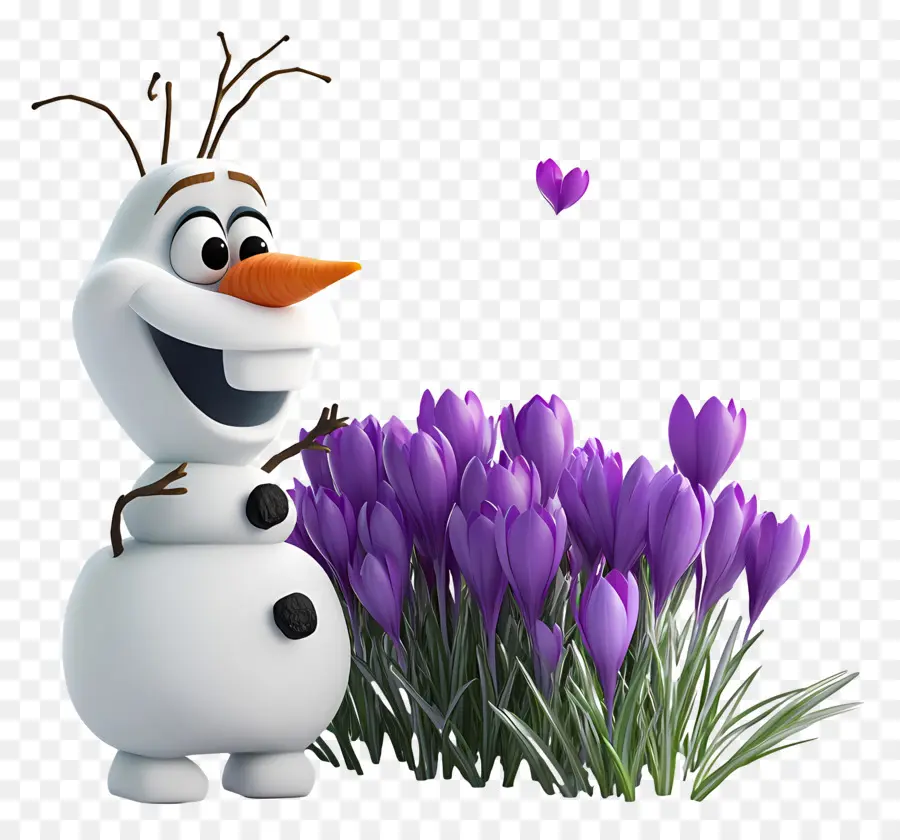 Olaf Congelado，Boneco De Neve Com Flores PNG