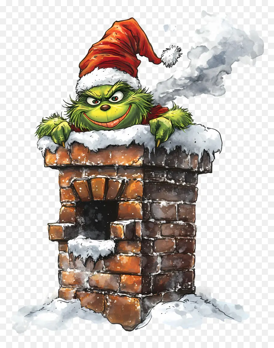 Papai Noel Grinch，Grinch Na Chaminé PNG