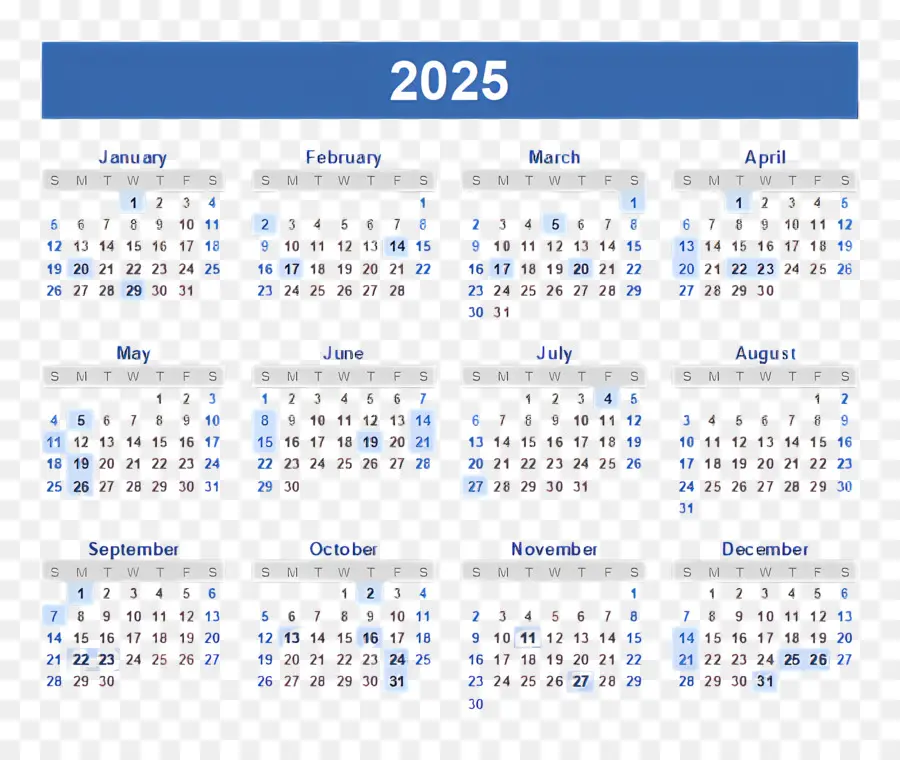 Calendário 2025，Calendário 2028 PNG