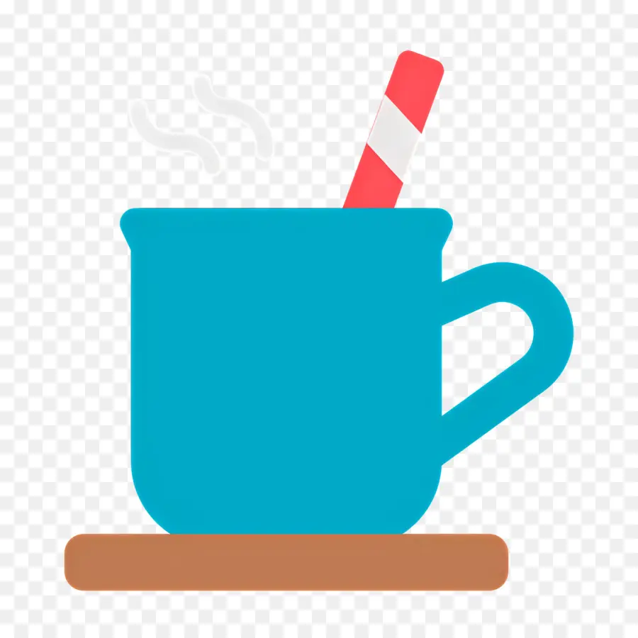 Chocolate Quente De Natal，Caneca Azul Com Canudo PNG