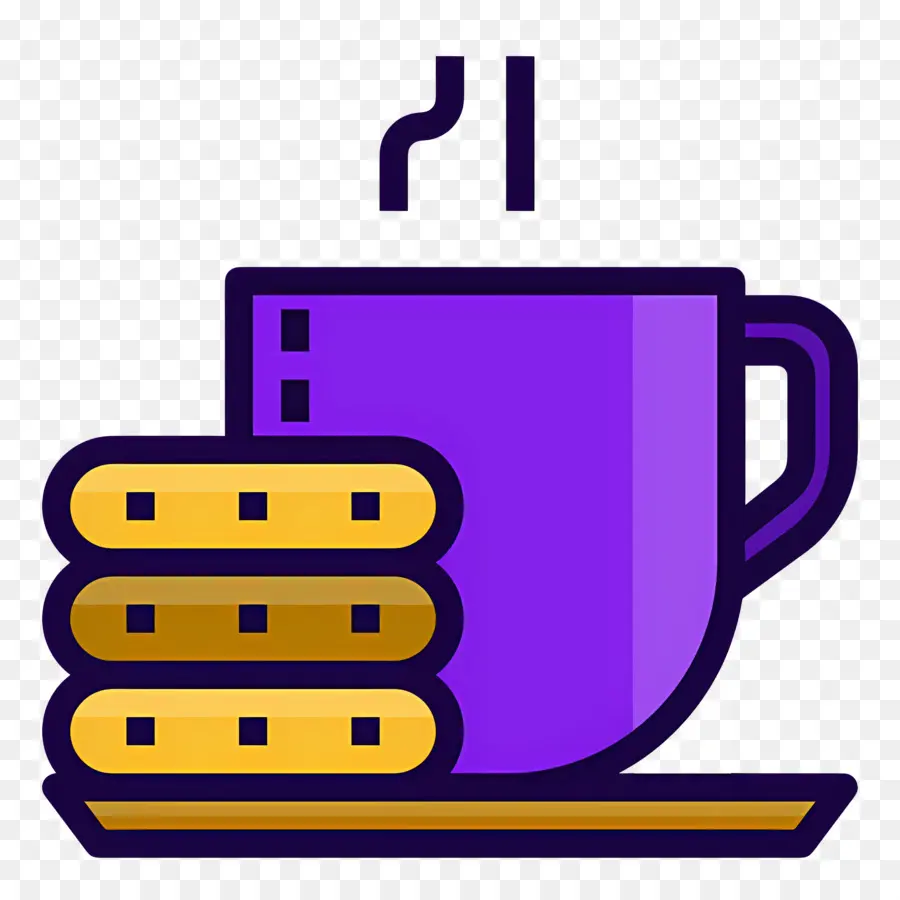 Chocolate Quente E Biscoitos，Copo Roxo Com Biscoitos PNG