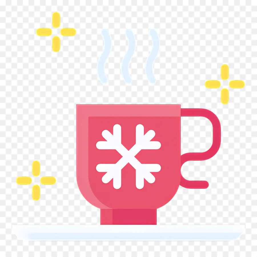 Chocolate Quente De Natal，Caneca Vermelha Com Floco De Neve PNG