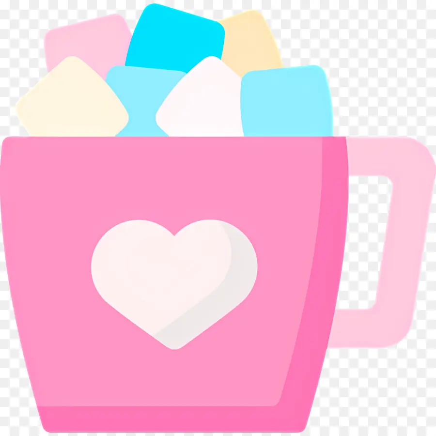 Chocolate Quente Com Marshmallow，Copo Rosa PNG