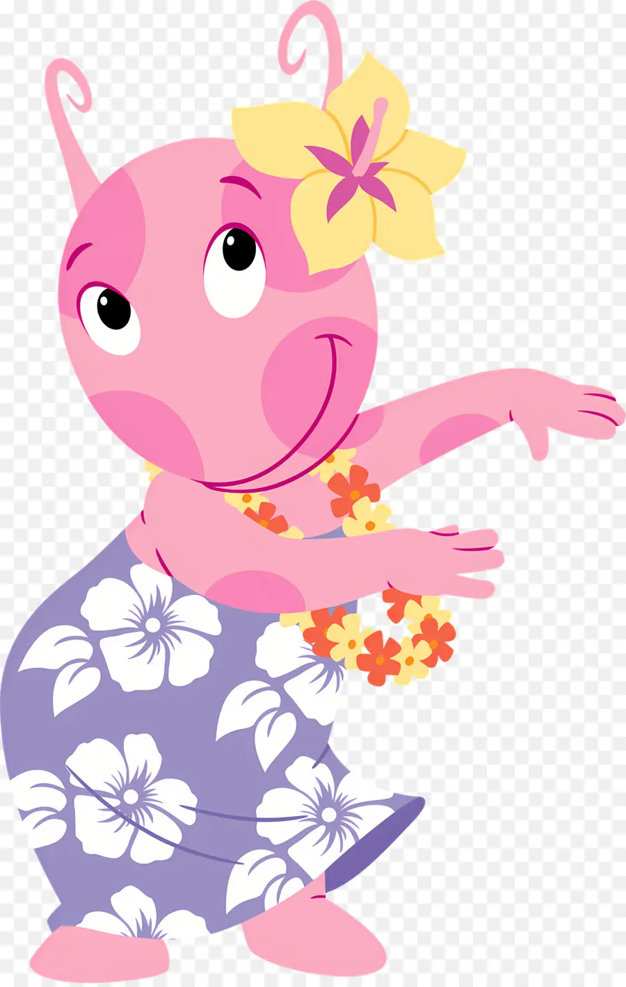 Backyardigans，Personagem Rosa Com Flor PNG