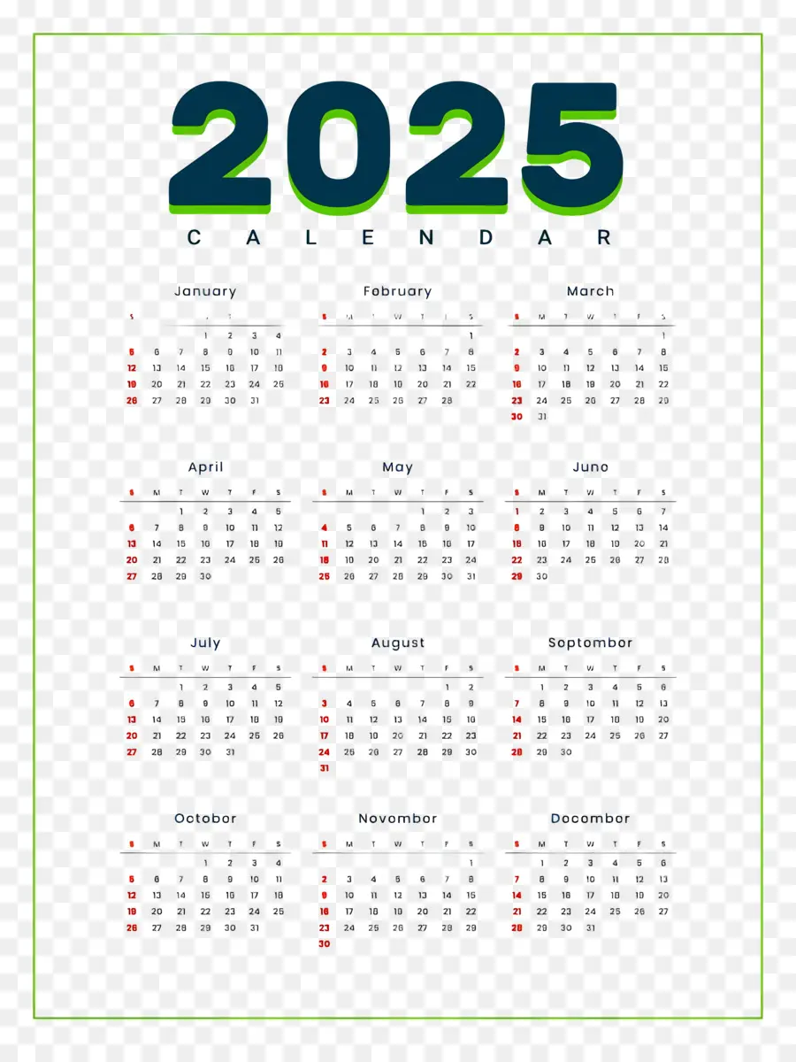 Calendário 2025，Ano PNG