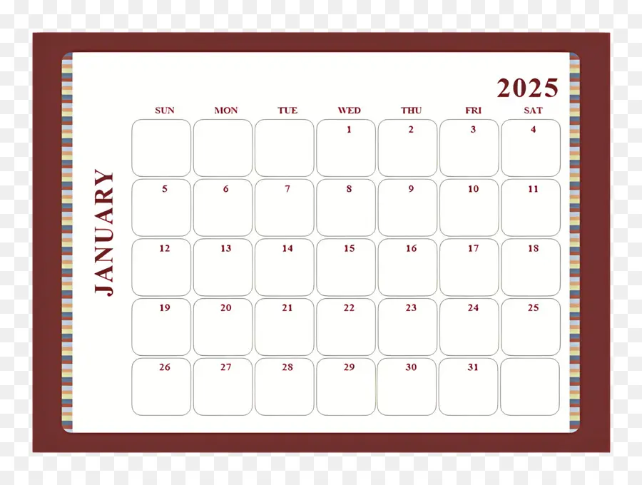 Calendário De Janeiro De 2025，Calendário De Janeiro PNG