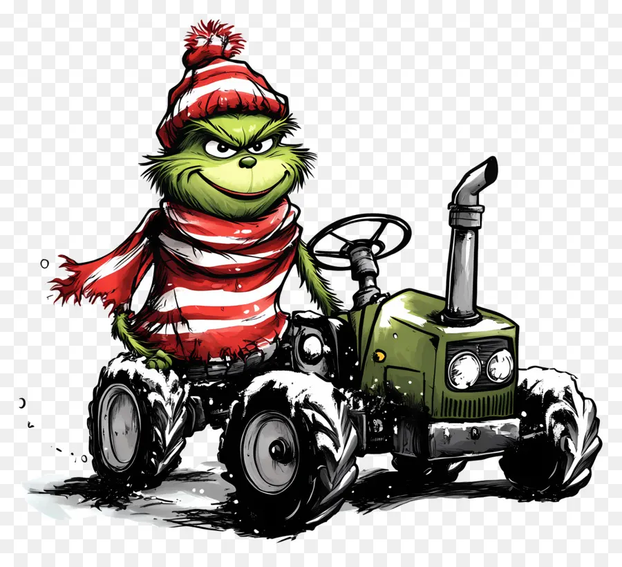 Natal Grinch，Grinch No Trator PNG