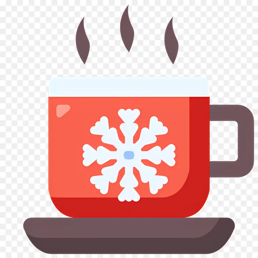 Chocolate Quente De Natal，Caneca Vermelha Com Floco De Neve PNG