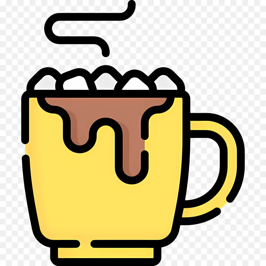 Chocolate Quente Com Marshmallow，Copo Amarelo PNG