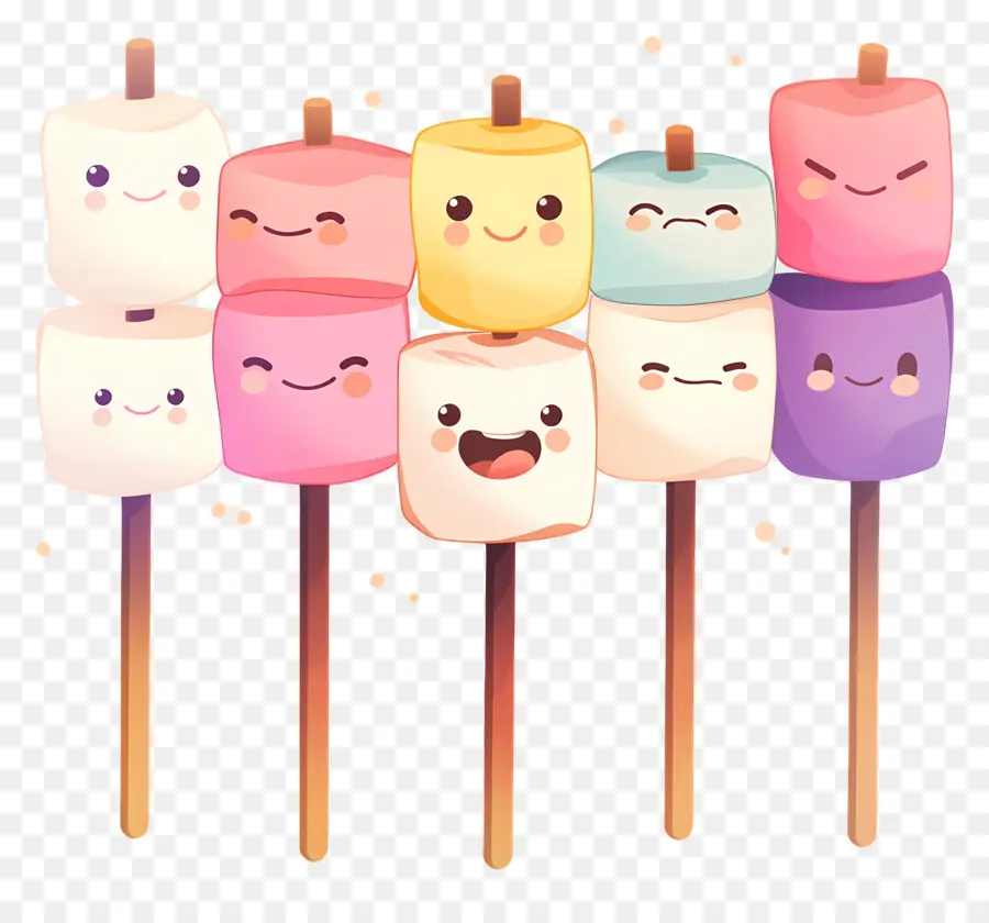 Marshmallows Fofos，Espetos De Marshmallow Fofos PNG