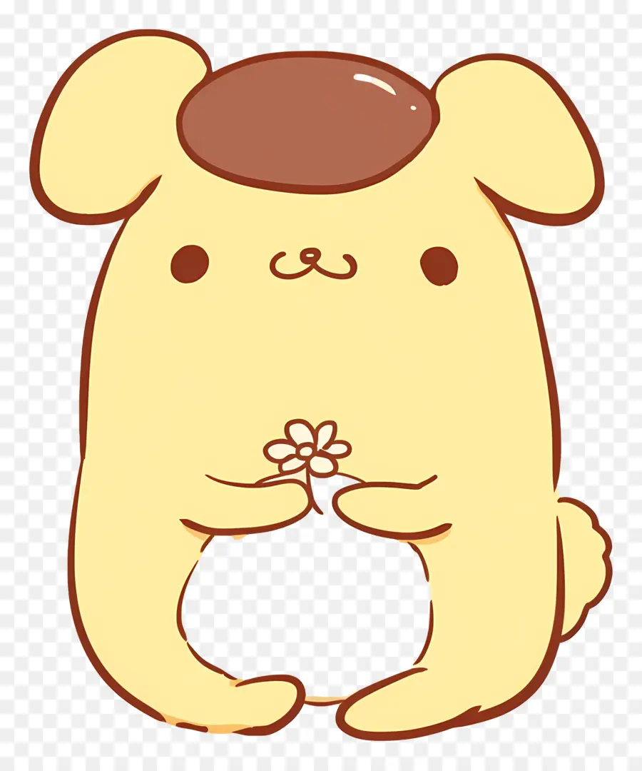 Pompompurina，Cachorro Amarelo Com Flor PNG