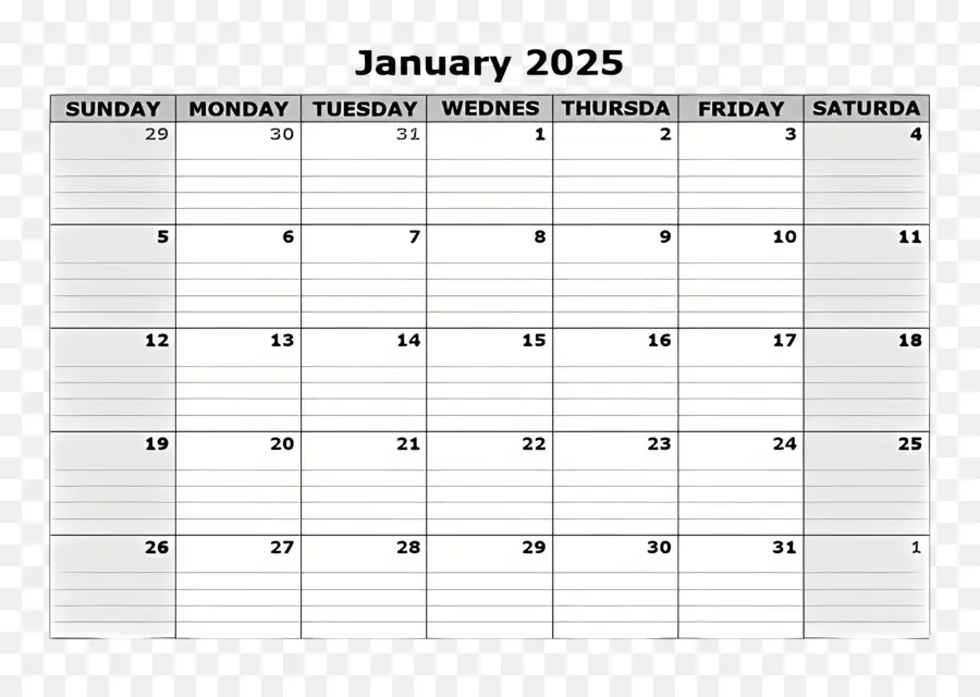 Calendário De Janeiro De 2025，Calendário De Janeiro PNG