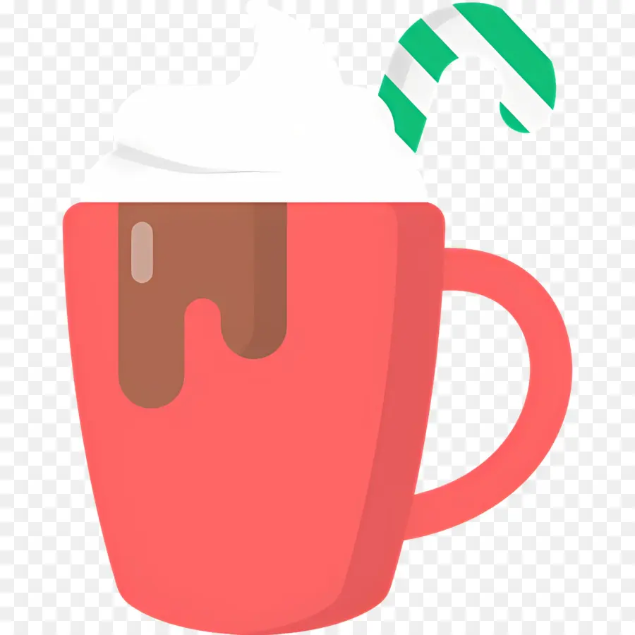 Chocolate Quente De Natal，Caneca Vermelha Com Chantilly PNG