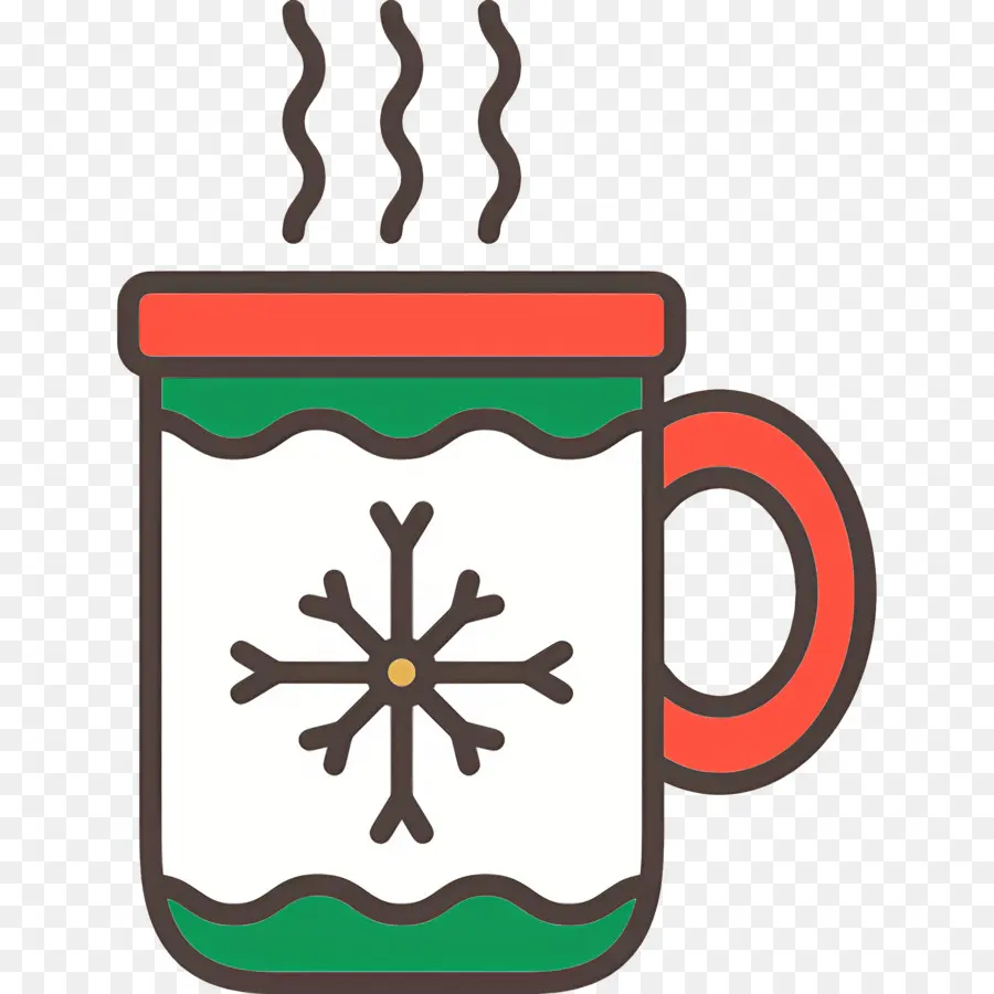 Chocolate Quente De Natal，Copo Branco Com Floco De Neve PNG