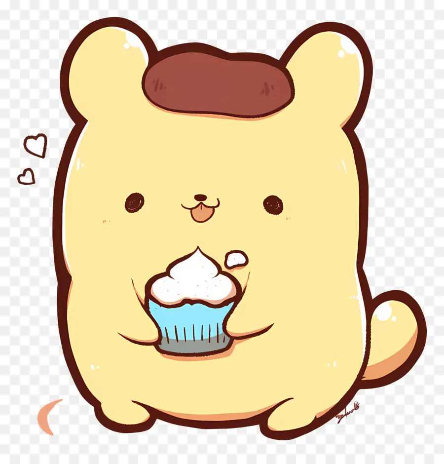 Pompompurina，Cachorro Fofo Com Cupcake PNG