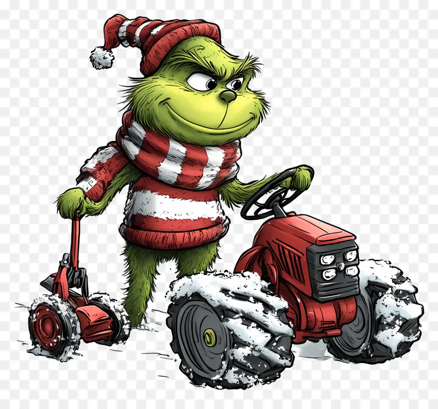 Natal Grinch，Grinch No Trator PNG