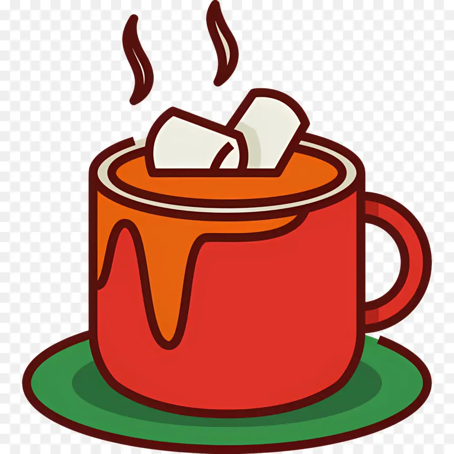 Chocolate Quente Com Marshmallow，Copo Vermelho PNG