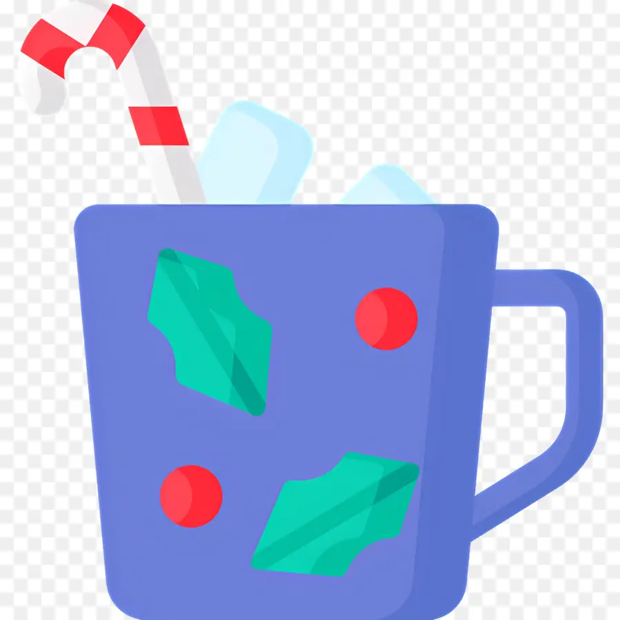 Chocolate Quente De Natal，Caneca Azul Com Azevinho PNG