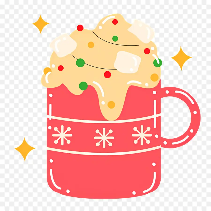 Chocolate Quente De Natal，Copo Vermelho Com Marshmallows PNG