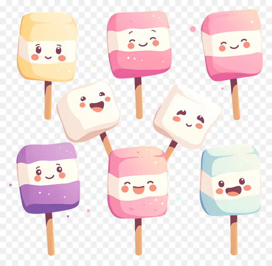 Marshmallows Fofos，Espetos Quadrados De Marshmallow PNG