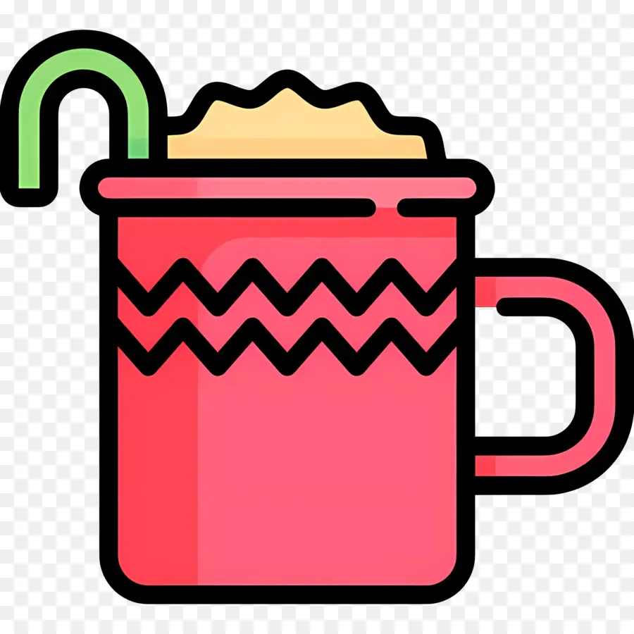 Chocolate Quente De Natal，Copo Vermelho Com Canudo PNG