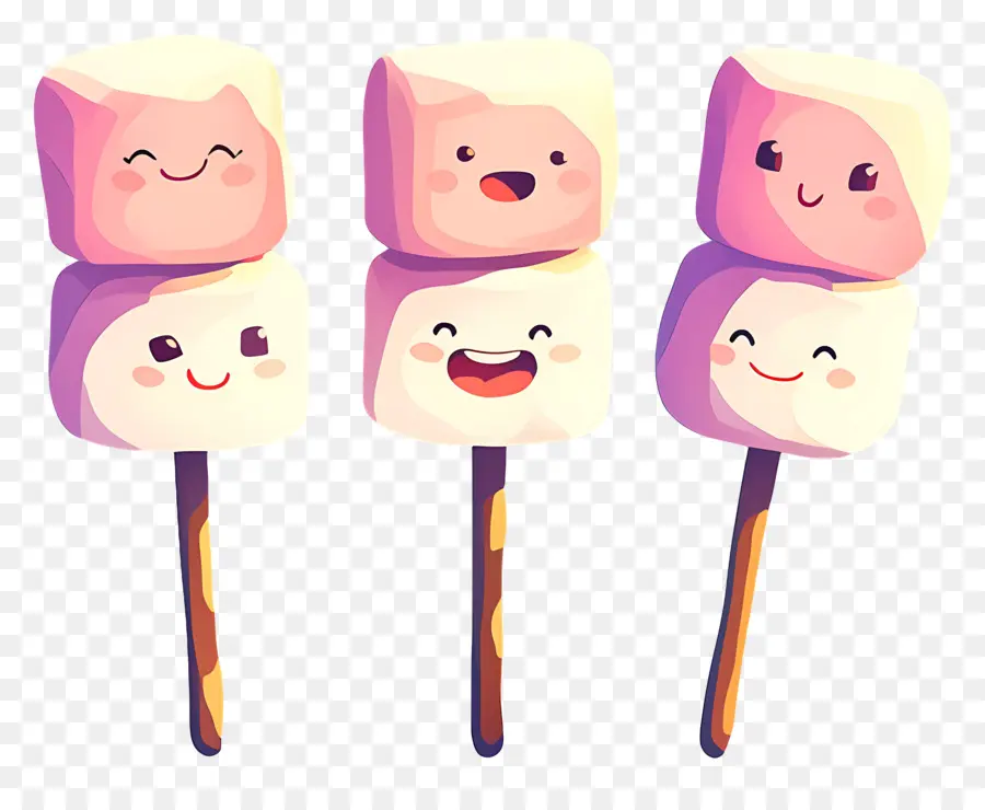 Marshmallows Fofos，Espetos De Marshmallow Fofos PNG