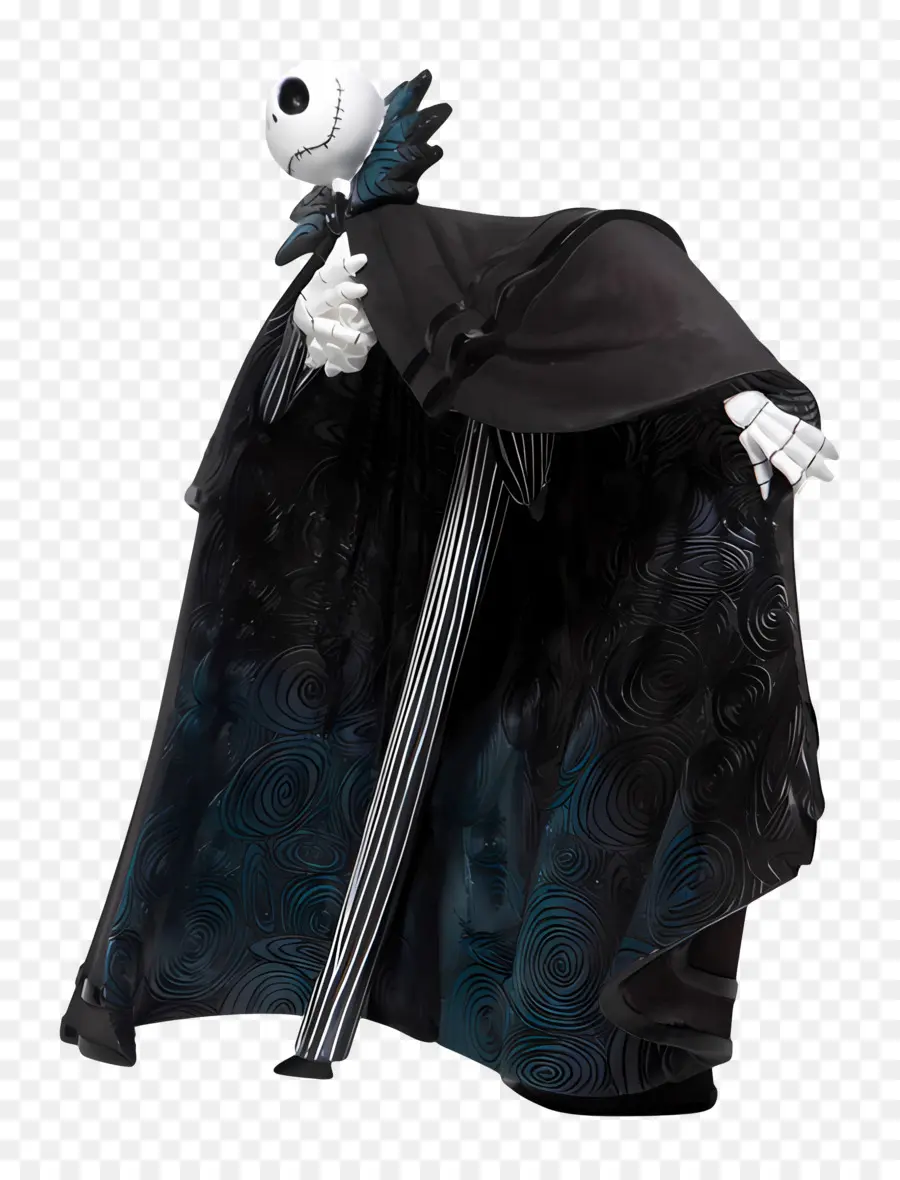 Jack Skellington，Personagem De Esqueleto Em Capa Preta PNG