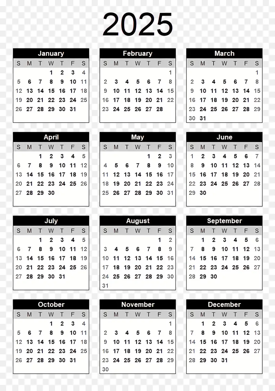 Calendário 2025，Ano PNG