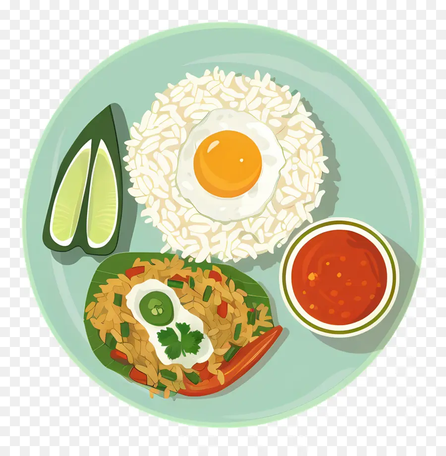 Nasi Goreng，Arroz E Ovo Com Molho PNG