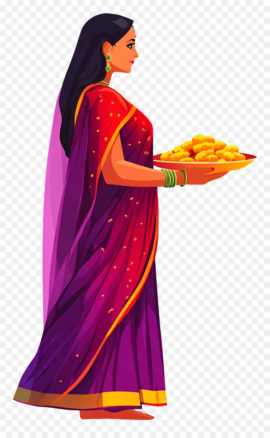 Chhath Puja，Mulher Em Saree Roxo PNG