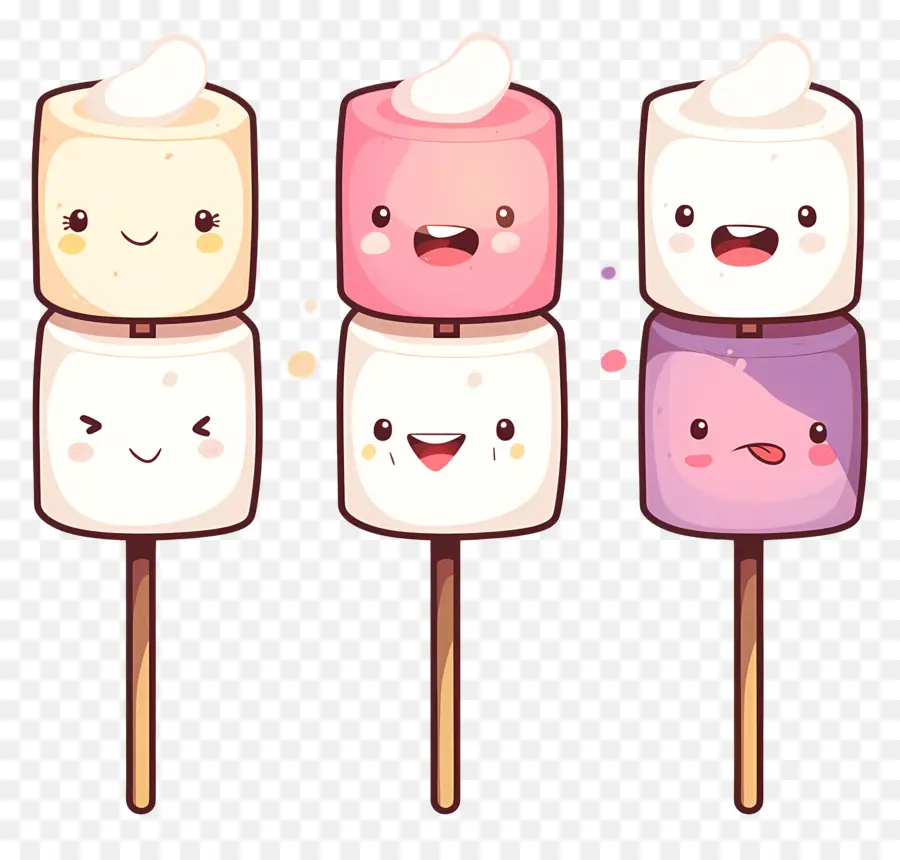 Marshmallows Fofos，Espetos De Marshmallow Fofos PNG