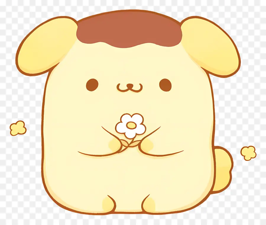 Pompompurina，Cachorro Amarelo Com Flor PNG