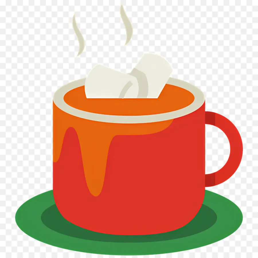 Chocolate Quente Com Marshmallow，Copo Vermelho PNG