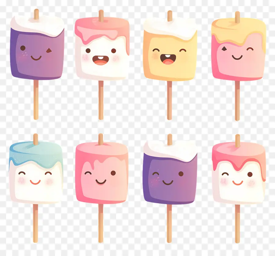 Marshmallows Fofos，Espetos Quadrados De Marshmallow PNG