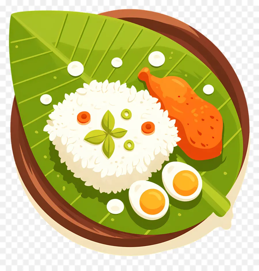 Nasi Goreng，Arroz E Frango Na Folha PNG