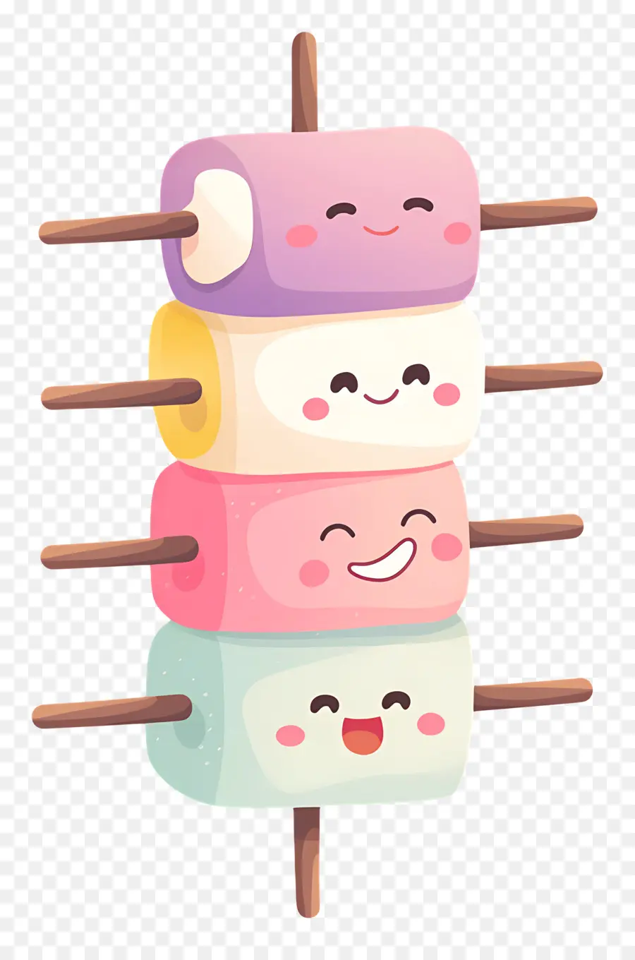 Marshmallows Fofos，Espetos Verticais De Marshmallow PNG