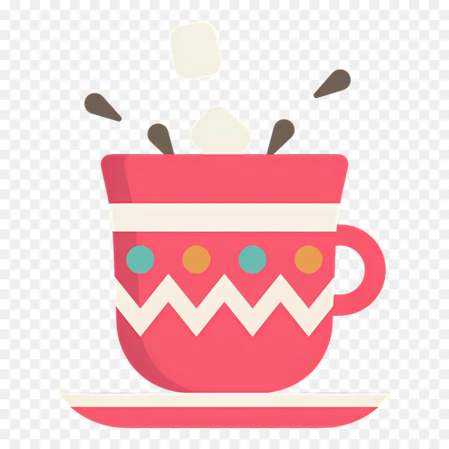 Chocolate Quente Com Marshmallow，Copo Vermelho PNG