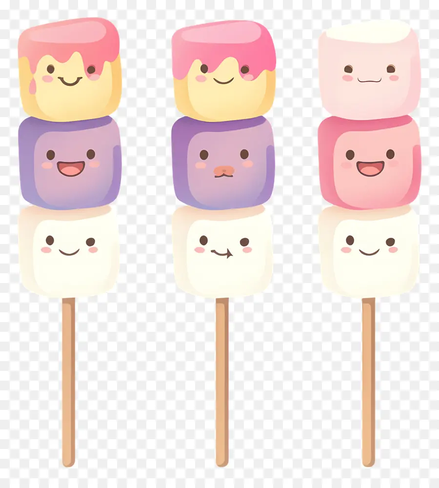 Marshmallows Fofos，Espetos Quadrados De Marshmallow PNG