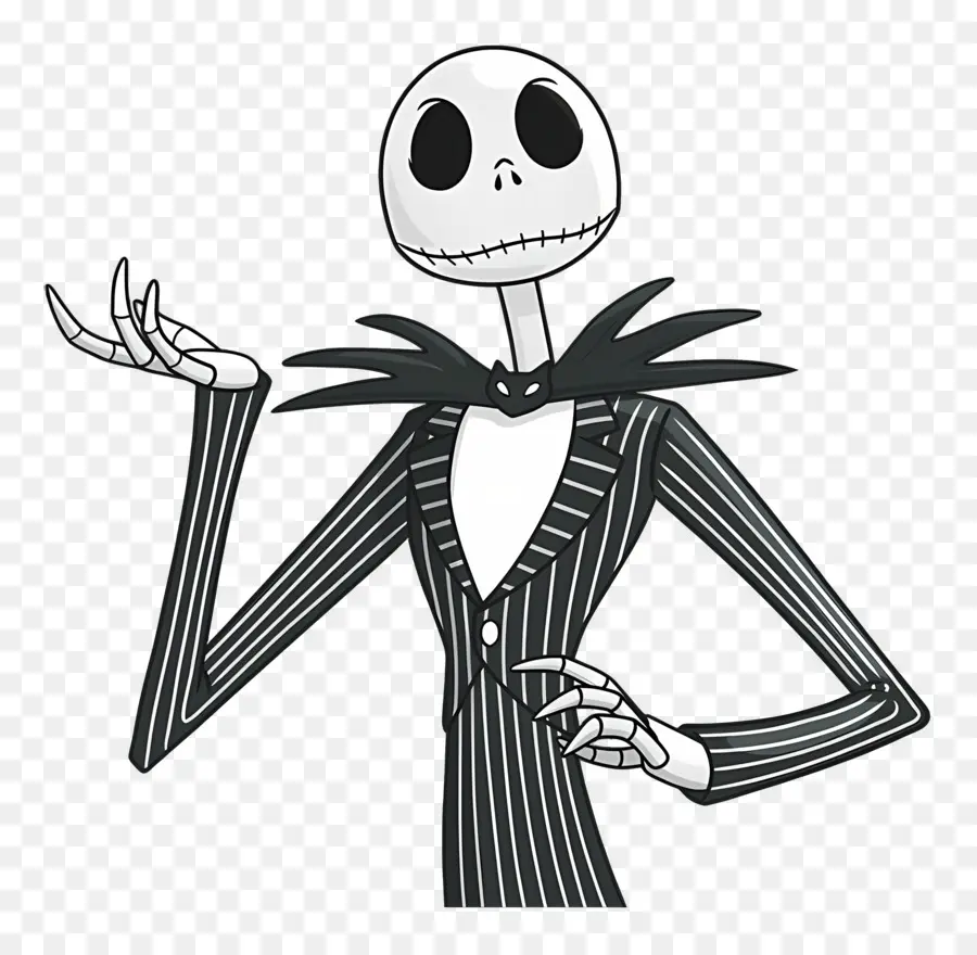 Jack Skellington，Personagem De Esqueleto Em Terno Listrado PNG