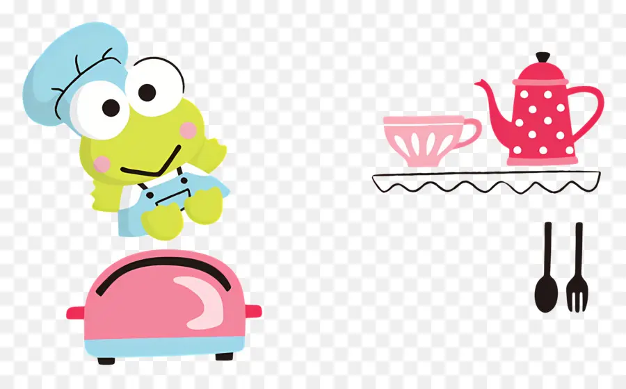 Keroppi，Sapo Chef Verde PNG