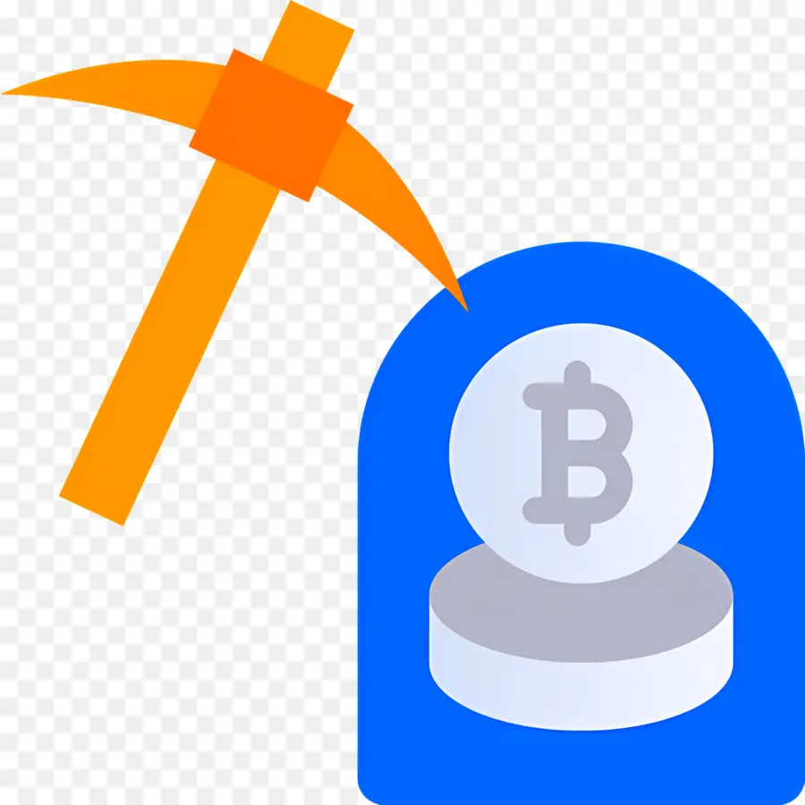 Minerador De Bitcoins，Mineração De Bitcoin Com Picareta Laranja PNG