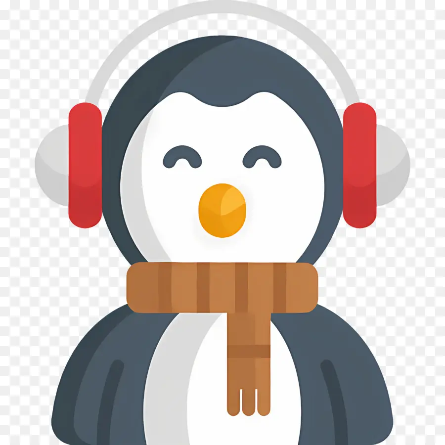 Pinguim De Natal，Pinguim Com Fones De Ouvido PNG