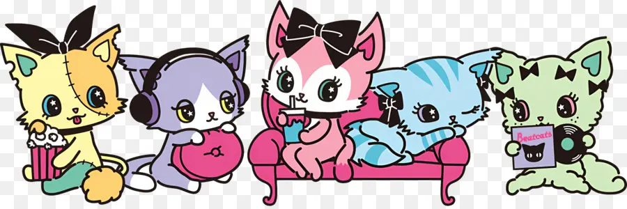 Beatcats，Lindos Gatos Coloridos PNG