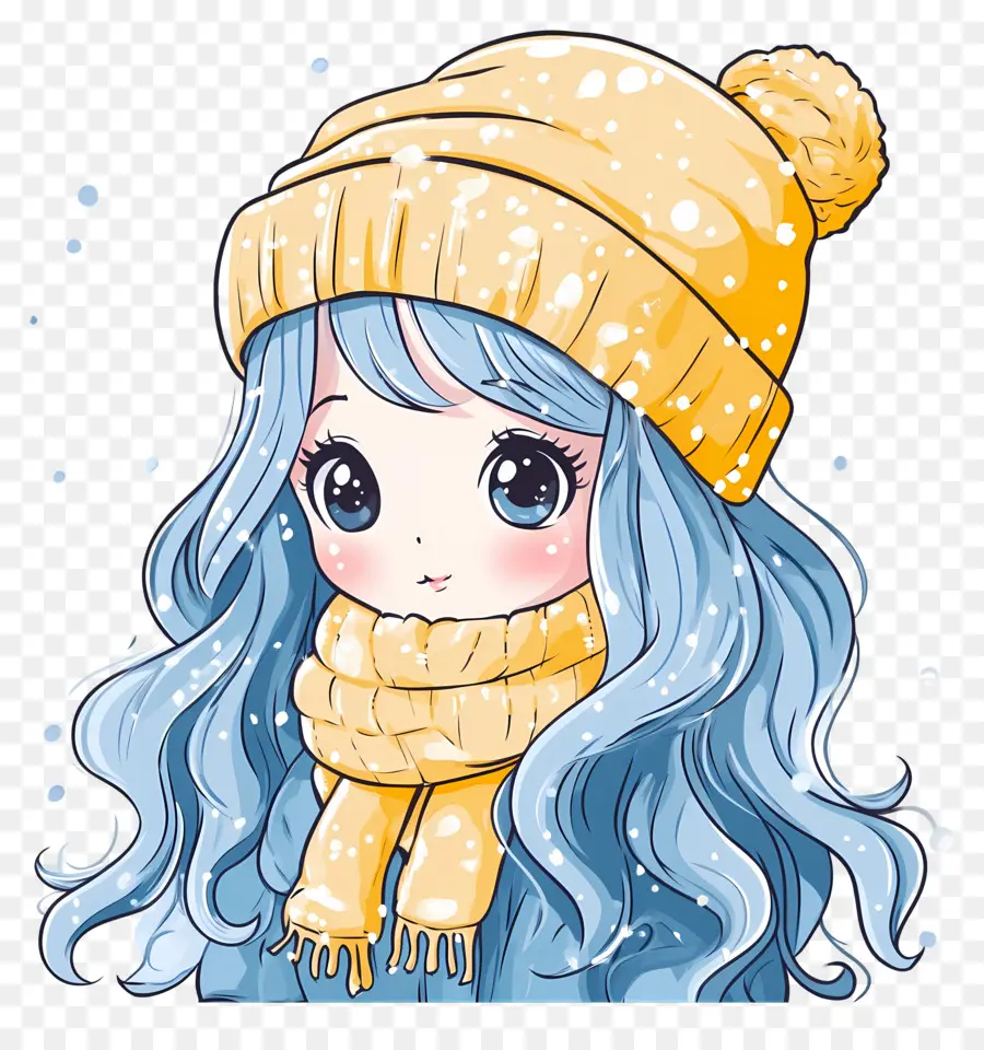 Garota De Inverno，Menina Com Cabelo Azul PNG