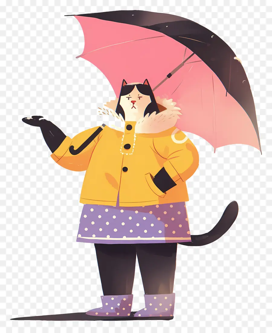 Gato De Anime，Gato Com Guarda Chuva Rosa PNG