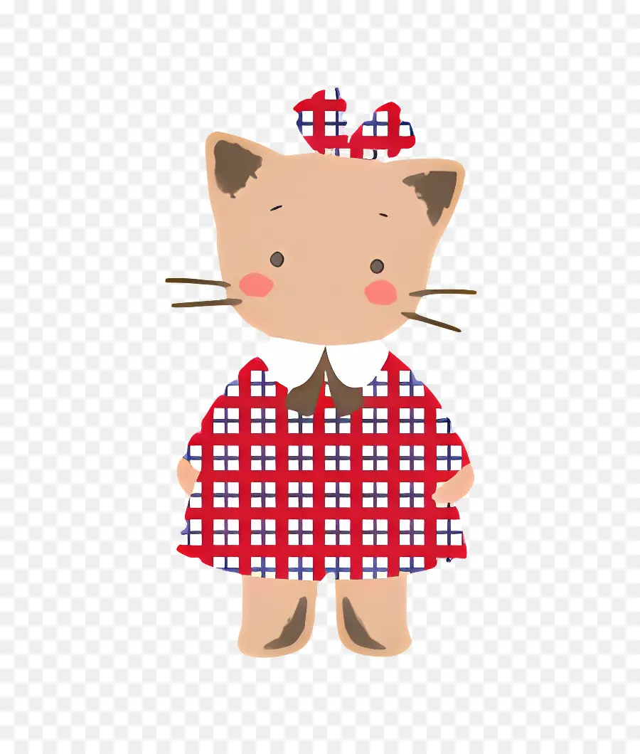 Winkipinki，Gato Fofo Em Vestido Xadrez PNG