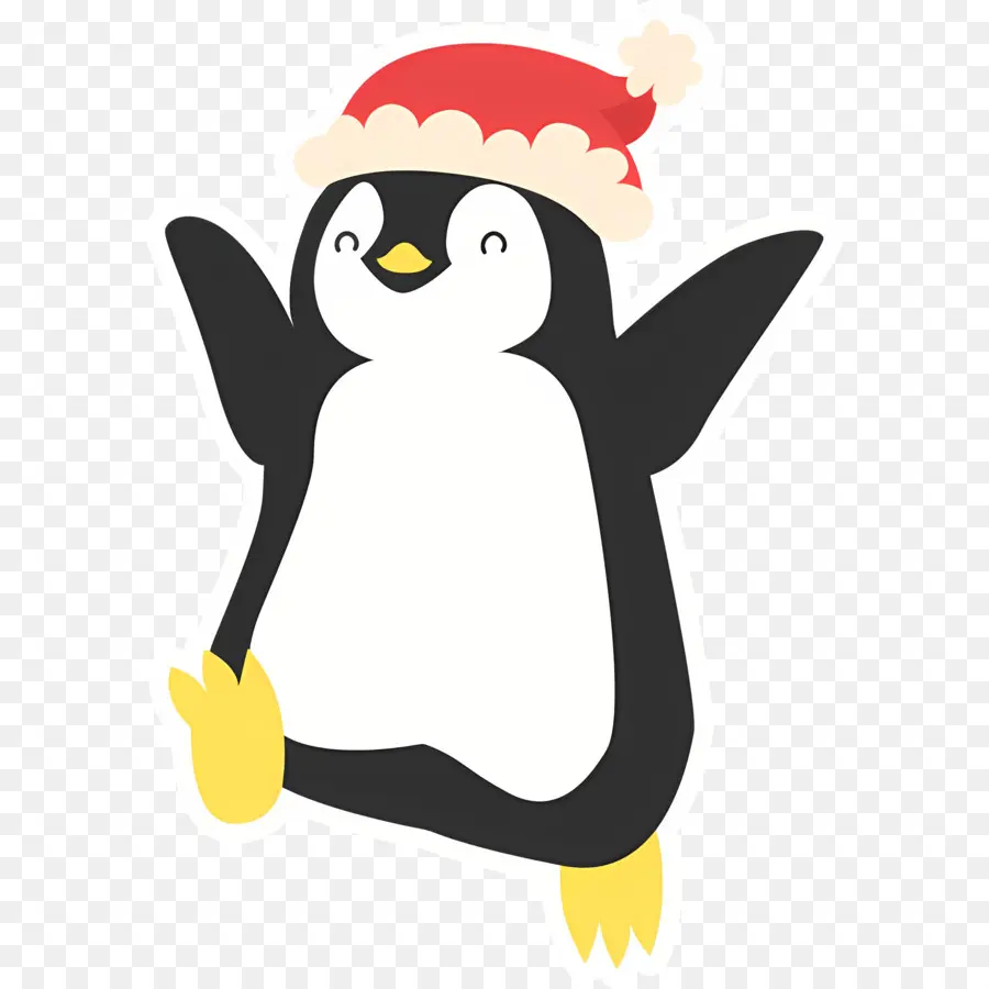 Pinguim De Natal，Pinguim Com Chapéu De Papai Noel PNG