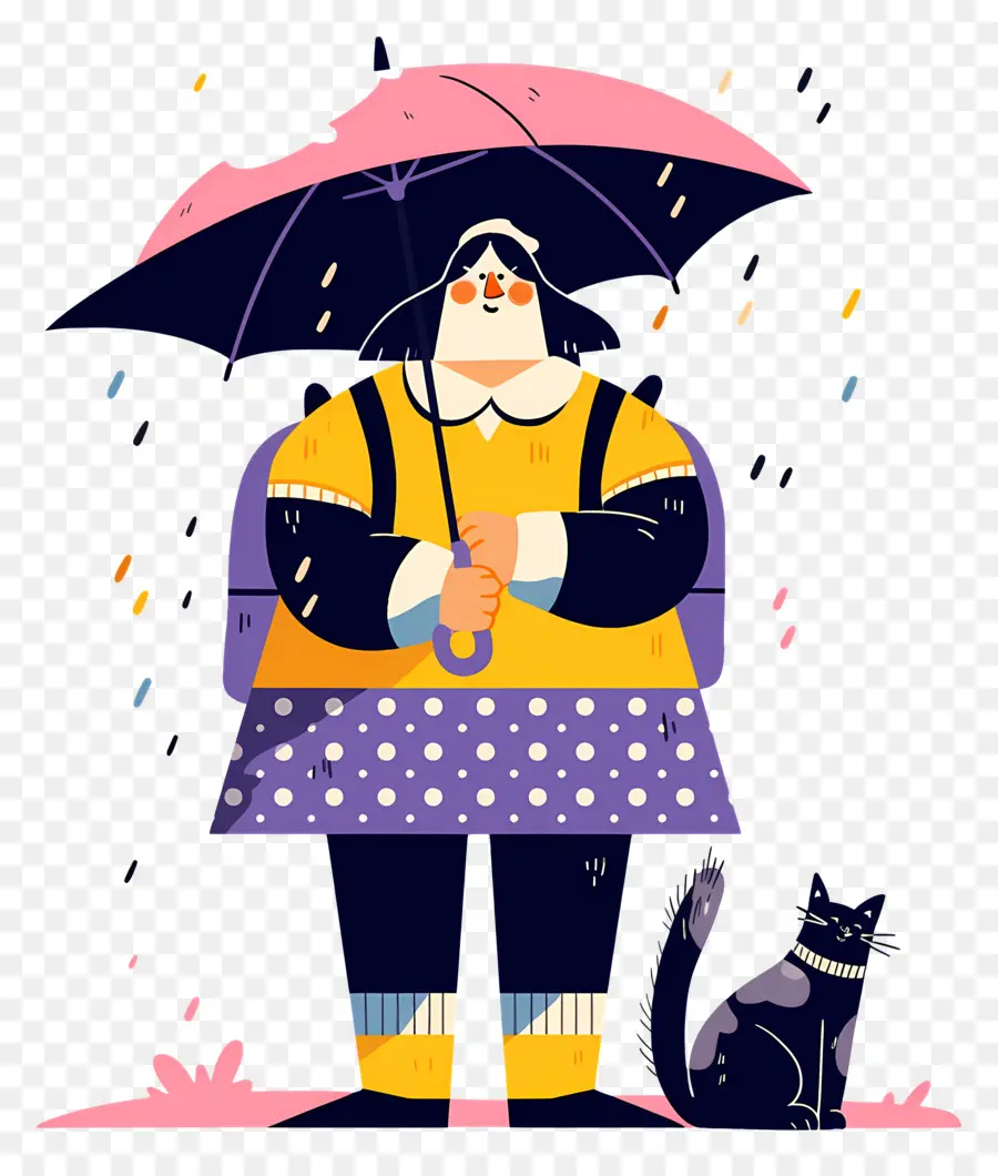 Gato De Anime，Mulher Com Guarda Chuva PNG